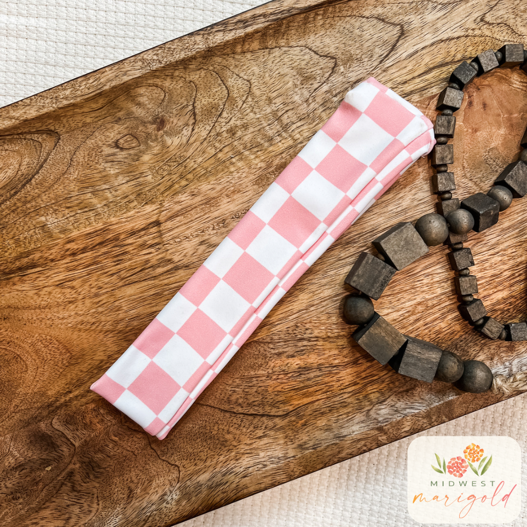 Pink Checkered Headband